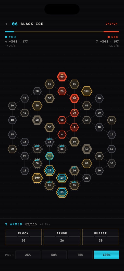 A SUBNET match in progress on iPhone